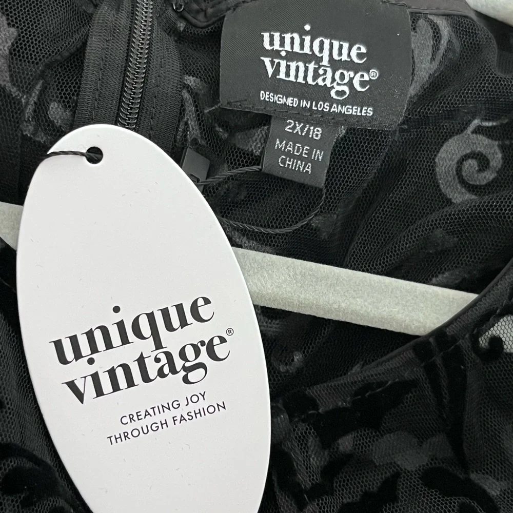 NWT Unique Vintage Sz 2X Whimsigoth Skull Bat Burnout Fringe Sheer Caftan Dress - Picture 8 of 11